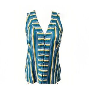 Caslon Striped Button Front Top Size XS New Sleeveless V-Neck